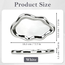 HMIEPRS Ceramic Jewelry Tray, Cloud Trinket Dish, Jewellery Makeup Organizer, Ceramic Cosmetic Tray, Decor Display Tray for Women Girls Birthday Christmas Thanksgiving Day Gifts (Silver)