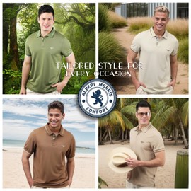 Albert Morris Mens Striped Short Sleeve Polo Shirts 4 Pack - Regular Fit - Multicolor - Valor Striped - Large