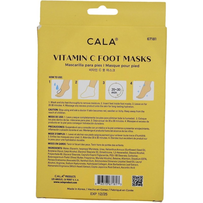 CALA - botínes/máscaras para pies hidratantes con vitamina C (paquete