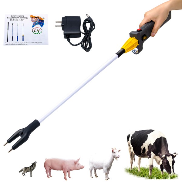 Cattle Prod Livestock Prod Rechargeable for Cows Dogs Pigs Horses Goats, Hot Shot Cattle Prod Livestock Electric Livestock Prod with LED Light Waterproof (31 inch)