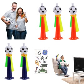 Stadium Trunk, Pack of 5 Fan Horns Football, Comes with 1 Football Tattoo Sticker, Horn Gas Trout in Football, Megaphone Style Gas Horn Air Horn Handball, Signal Horn for Football Theme Party, World