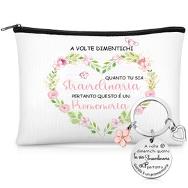 Kajaia Set of 2 Inspirational Cosmetic Bag with Inspirational Quote Inspirational Key Ring Portable Toiletry Bag Makeup Bag with Zip Farewell Gift for Colleagues, White