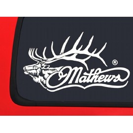 Mathews Logo with Elk - White Archery Hunting window decal sticker