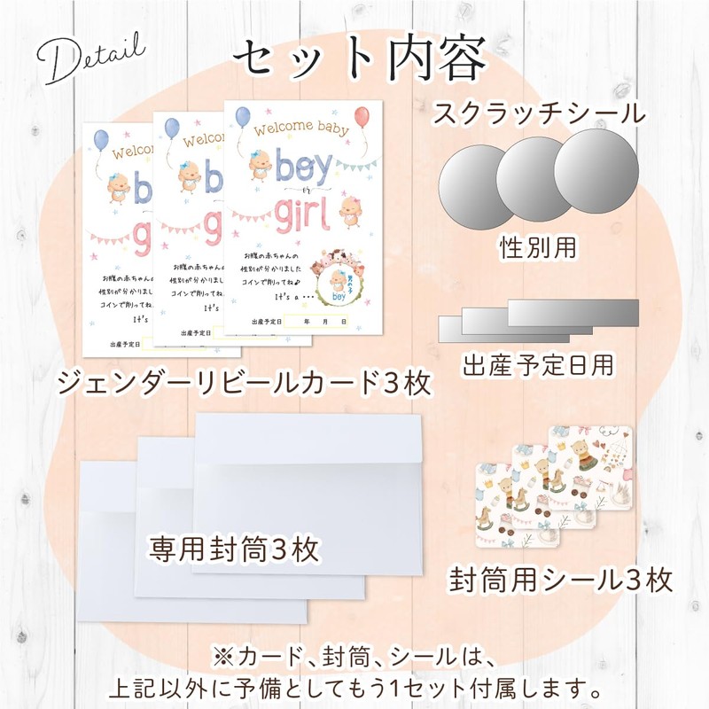 gift-ippo 3 Gender Reveal Cards with Surprise Envelopes, Gender Announcement,