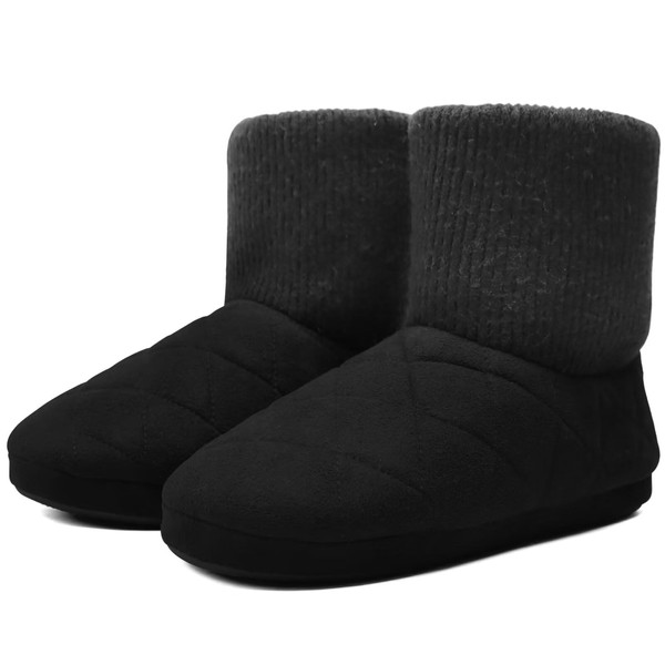 KuaiLu Mens Knitted Slipper Boots Winter Warm Comfort Memory Foam