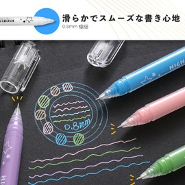 Elegirme Gel Ballpoint Pen, 6 Colors, 0.8mm, Extra Fine, Opaque, Sweet Pattern, Illustration, Notebook, Notebook, Letter, Greeting Card, Schedule Book, Album, Scrapbooking, Photo, Writing on Black