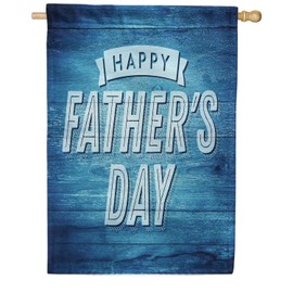 America Forever Father's Day House Flag - Blue Wood - World's Best Dad - Happy Love- 28 x 40 Inches - Seasonal Yard Outdoor Decorative Double Sided Flag