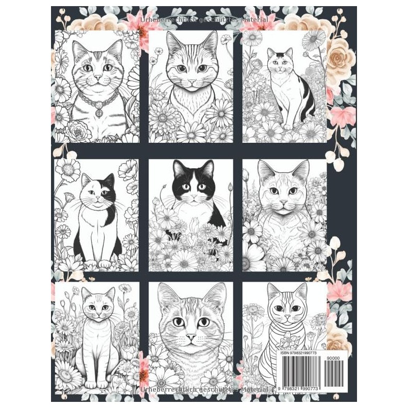  Katzen und Blumen Malbuch fr Erwachsene: Verspielte Entdeckungen: Eine