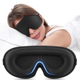 Oumida 3D Sleep Mask for Side Sleepers, Adjustable Elastic Band, Light Blocking and Breathable, Eye Mask for Men Women, for Travel, Office, Yoga (Black)