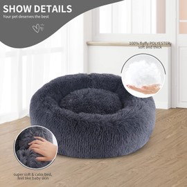 BVAGSS Round Plush Dog Sofa Cat Sofa Cushion Round Sofa Pet Bed for Cats and Dogs XH034, dark grey
