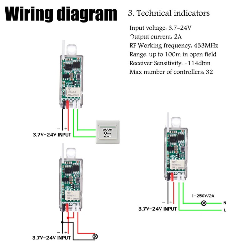 VONVOFF Mini 12V Remote RF ON/OFF Switch - Dry Contact
