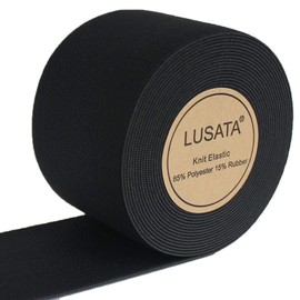 lusata 2 inch Wide Black Knit Elastic Spool Heavy Stretch High Elasticity Knit Elastic Band 5 Yard