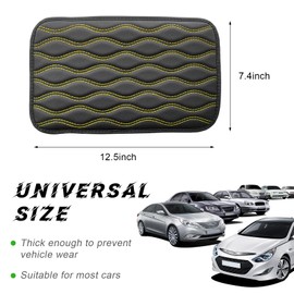Ohleats Car Center Console Pad, Waterproof PU Leather Auto Armrest Box Cover, Comfortable Vehicle Arm Rest Protector Cushion Pad for Car SUV, Universal Car Accessories (Black+Yellow)