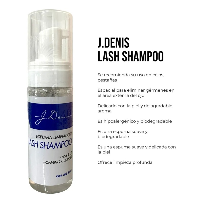 Lash Shampoo Limpieza Profesional J Denis Para Pestañas Mink Transparente