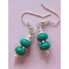 handcrafted by BeJay double blue green TURQUOISE HOWLITE saucer earring