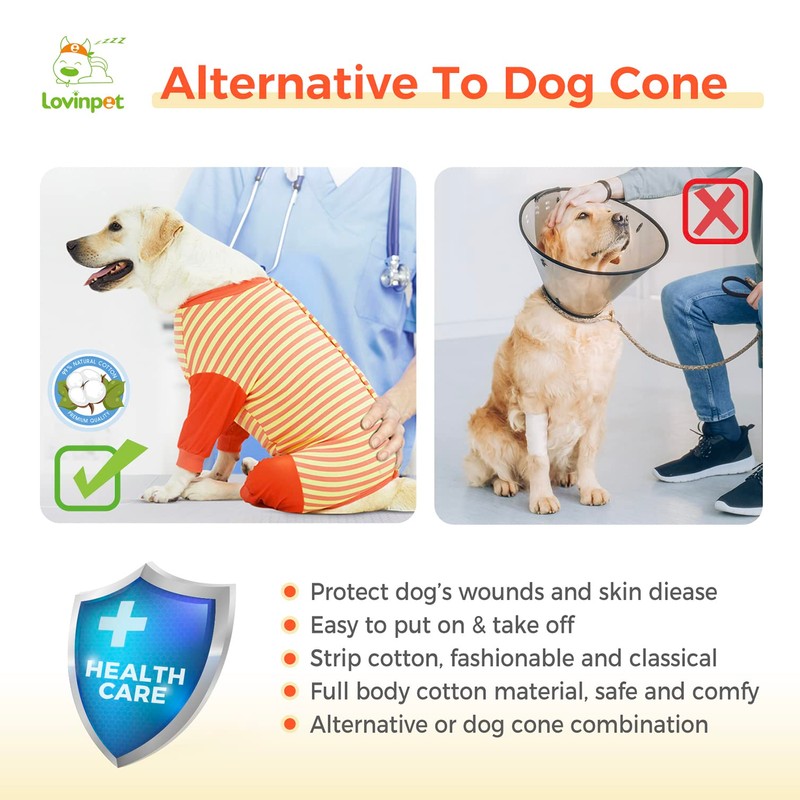 LovinPet Dog Recovery Bodysuit, Full Body Wound Protection for Large
