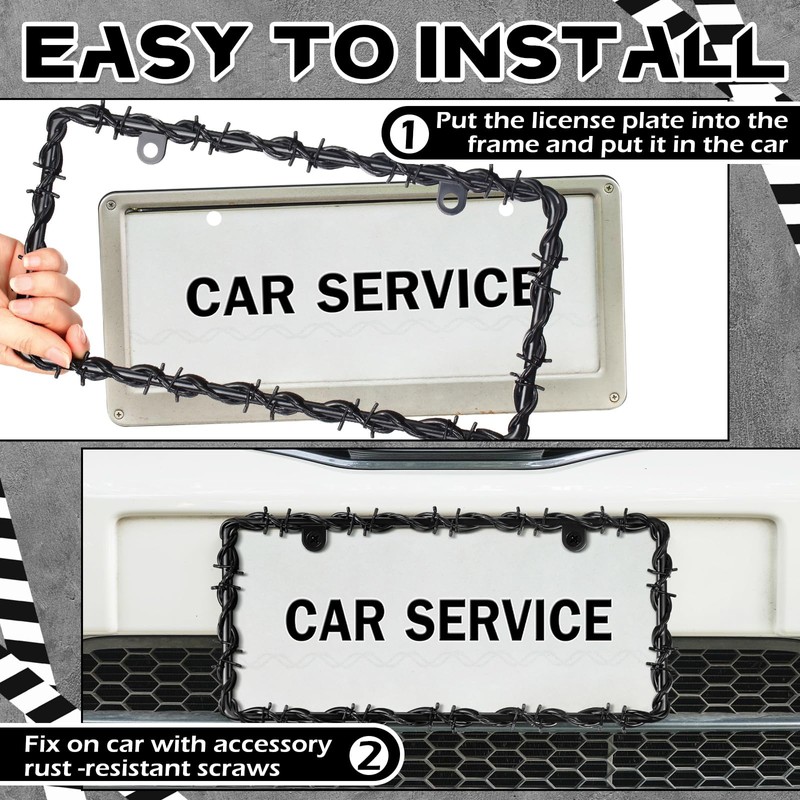 MorningRo 2 Pcs Universal License Plate Frame Plastic Barbed Wire