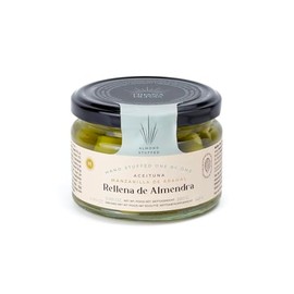 Triana Olivas by Don Gastronom. Manzanilla Olives from Arahal (Seville) stuffed with Almonds. 280g (9.88oz). Pack of 6.