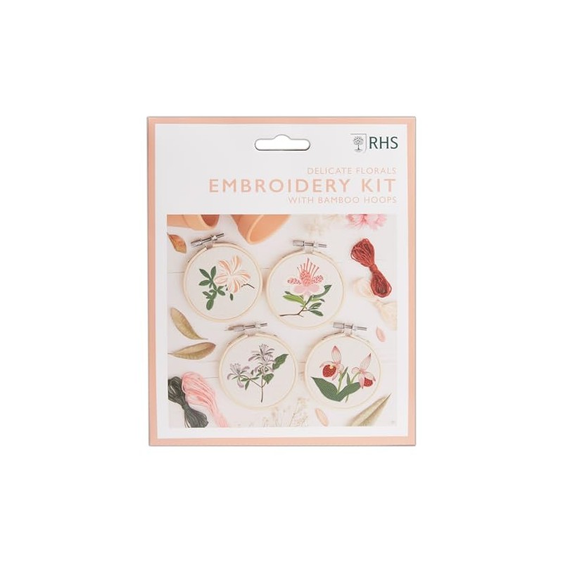 RHS Embroidery Hoop Decoration Kit, Miniature Florals Designs (Pack of