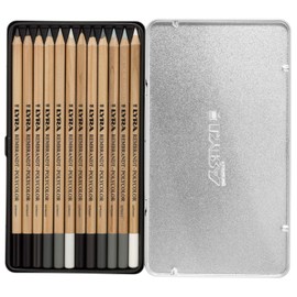 LYRA Rembrandt Polycolor, Fine Art Coloured Pencil Set, 12 Assorted Grey Tone Colours, Ideal for Professionals & Students