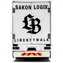 Diecast Model Car Compatible with GCD 1:64 Liberty Walk LB-Trucks Mitsubishi Fuso Super Great Transporter Sakon Logix (White) Limited Edition KS-073-301