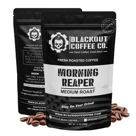 Blackout Coffee Morning Reaper Medium Roast - Aromatic, Bold, Strong & Super Smooth Flavor - Freshly Roasted in the USA - 12 oz Bag (Whole Bean Coffee)