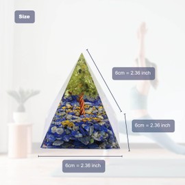 VMDEKK Moonstone Crystal Orgone Pyramid Ogan Crystal Energy Tower Nature Reiki Chakra Crushed Stone Flower of Life Crystal Orgonite Pyramid Healing Chakra Pyramid Gift for Lover (Lapis Lazuli)