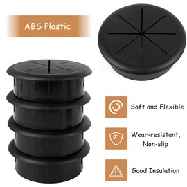 Desk Grommet Black Plastic Flexible Desk Grommet Desk Grommet 60mm Round Cable Grommet Retractable Desk Grommet Cable Hole for Table Computer Desk