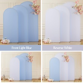 Arch Backdrop Cover Set of 3 Blue White Arch Covers Stretchy Backdrop 6FT 6.6FT 7.2FT Birthday Party Arch Stand Cover Bridal Baby Shower Wedding Arch Cover Spandex