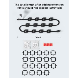 Govee 16.4ft Extension Lights Only for Permanent Outdoor Lights 2, Applicable to 50ft H705D and 100ft H705E, Not Included Adapter or Control Box, Black Version