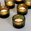 VOHO Green Tealight Candle Holder Set of 12, Glass Candle