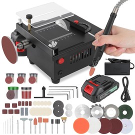 Healthible Mini Table Saw, Rechargeable Multi functional Portable Adjustable | Cutting | Sanding | Engraving | Drilling | All-in-One Machine, Precision Table Saw 7 Levels of Speed Adjustment