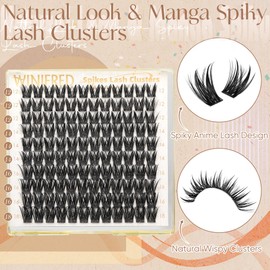 Winifred Wispy Lash Clusters Manga Cluster Eyelash Extensions Anime Spiky Eyelash Clusters Natural Look C Curly Individual Lashes DIY Lash Extension (12-18mm)