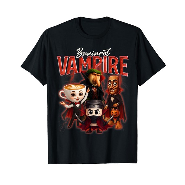 AI Generated Halloween Brainrot Costume Vampire Kids Boys T-Shirt
