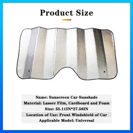 Prelisee Sun Protection Car Windscreen Cover Car Cover Windscreen Heat Protection Foldable (140 cm x 70 cm)