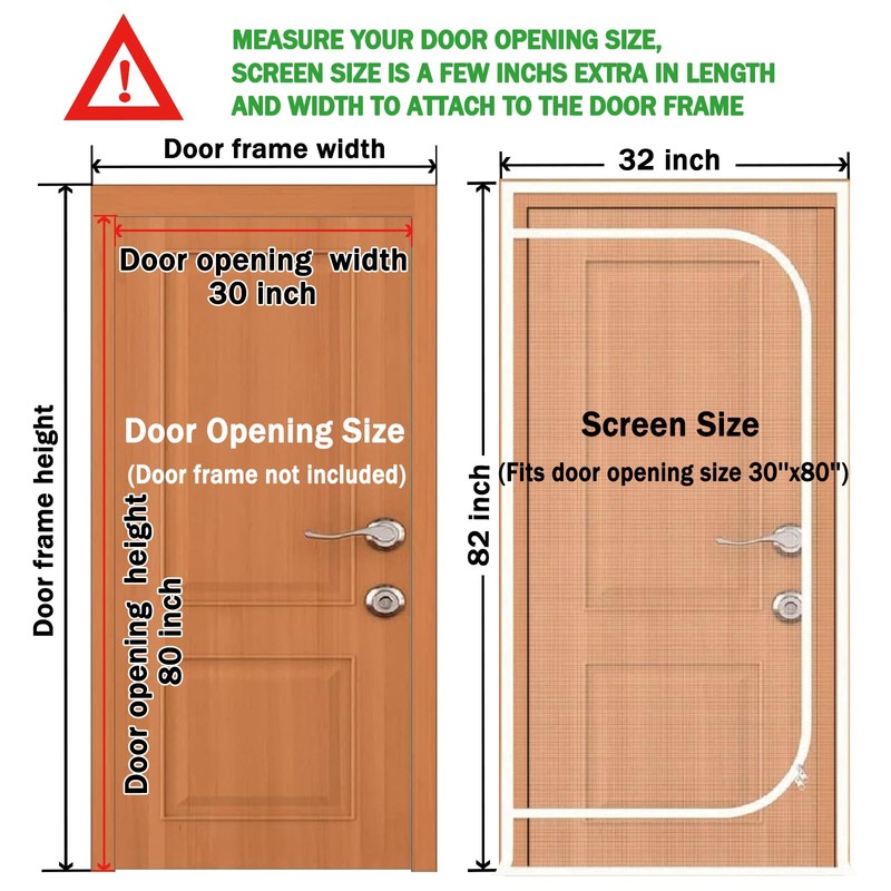 Upgraded Pet Screen Door,Fits Door Opening Size 30''x 80'',Thickened Cat
