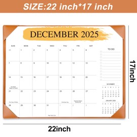 Desk Calendar 2025-2026 – 18-Month Desktop Calendar from July 2025 to December 2026, for Office, School & Home Use – Large Teacher Desk Calendar 22x17 (Brown)