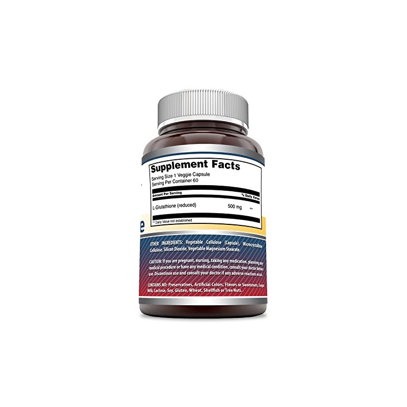 Amazing Formulas Reduced Glutathione 500 Mg 60 Veggie capsules