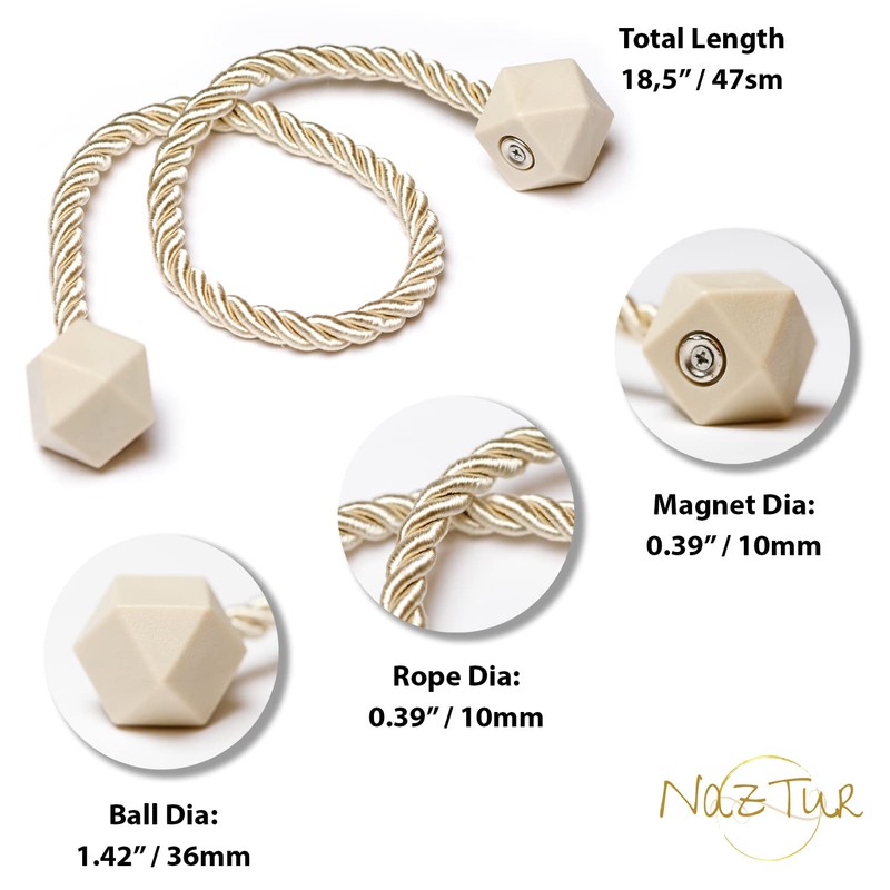 NazTur Magnetic Curtain Tiebacks- Upgrade 2022 with a Thicker Twist