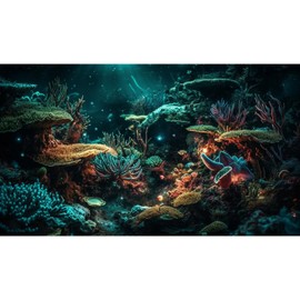 Riivvdise Aquarium Background Colorful Picturesque Coral Reef Terrarium Background Tropical Sea Various Hard Corals Underwater Landscape Fish Tank Backdrop Aquarium Poster Background Vinyl 36x18in