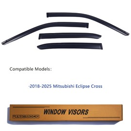 YLSCOO Window Visors Rain Guards fits 2018-2026 Mitsubishi Eclipse Cross, Window Wind Deflectors Vent Shades Accessories, Out-Channel, Dark Smoke 4 Pcs, 2019 2020 2021 2022 2023 2024 2025