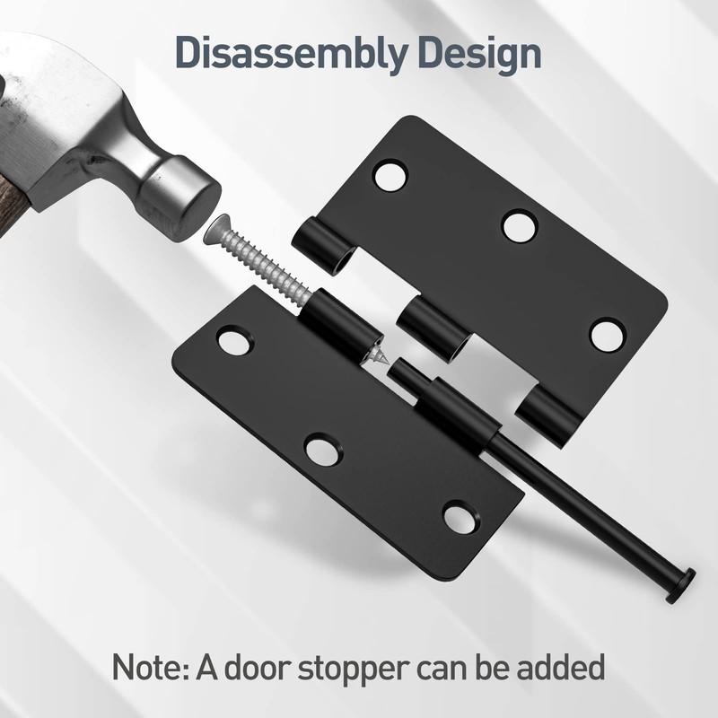 HOSOM 3 Pack Matte Black Door Hinges 3.5 Inch with