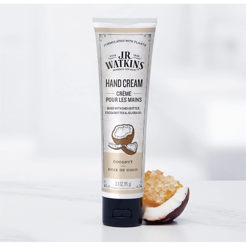 J.R. Watkins Hand Cream with Shea and Cocoa Butters, Coconut,