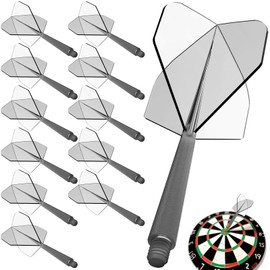 Pyroclasia Pack of 12 Darts Flights with Shaft Stable Darts Accessories Fusion Flights Dart Flyer with Shaft Integrated Fixed Flights Plastic Dart Shafts Shaft Flight System Combo (2BA) (Black)