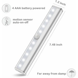 Kuled Wireless Under Cabinet Lighting LED Motion Sensor Battery Operated Closet 6pack