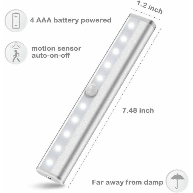 Kuled Wireless Under Cabinet Lighting LED Motion Sensor Battery Operated