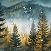 DYNH Misty Mountain Forest Shower Curtain,Sunset Sunrise Woodland Pine Tree