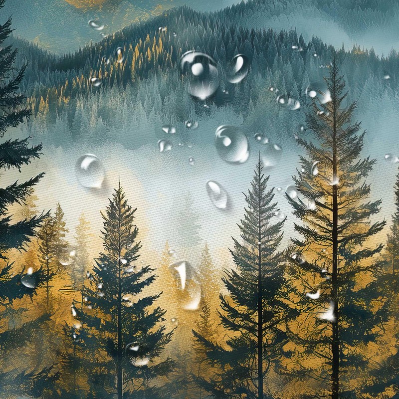DYNH Misty Mountain Forest Shower Curtain,Sunset Sunrise Woodland Pine Tree