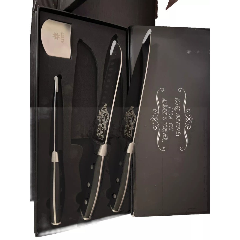 ASETY Knife Set, 3 PCS Kitchen Knife Set with Built-in
