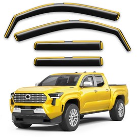 Deejecsun in-Channel Window Rain Guards Fit for Truck Toyota Tacoma 2024 2025 Double Cab with 4 Full-Size Doors Extra Durable Window Deflectors Vent Visors Shades Car Accessories Visors Rain Guards